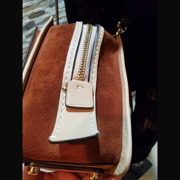 Coach Leather Suede Dreamer Saddle Shoulder Bag - Picture 8 of 12